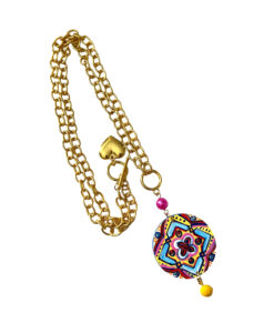Collana con ciondolo dipinto a mano - Maioliche Bougainvillea