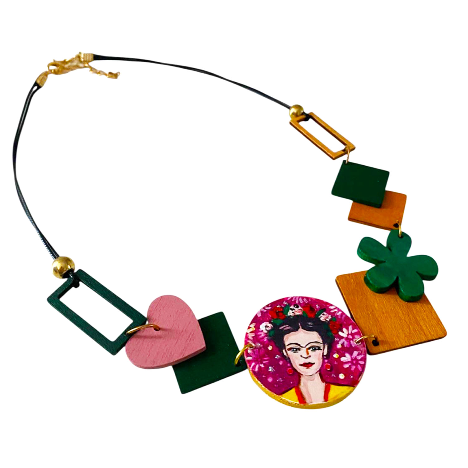 Collana dipinta a mano – Frida Kahlo e passione Collana dipinta a mano – Frida Kahlo e passione