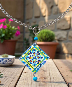 Collana con ciondolo dipinto a mano - Maioliche Mediterranee