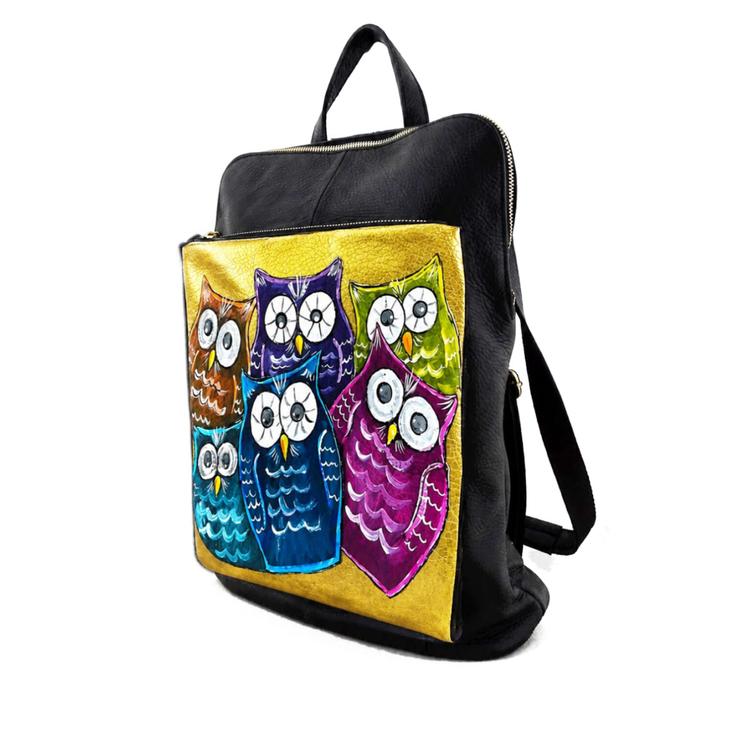Borsa/Zaino in pelle dipinta a mano – Civettuola Borsa/Zaino in pelle dipinta a mano – Civettuola