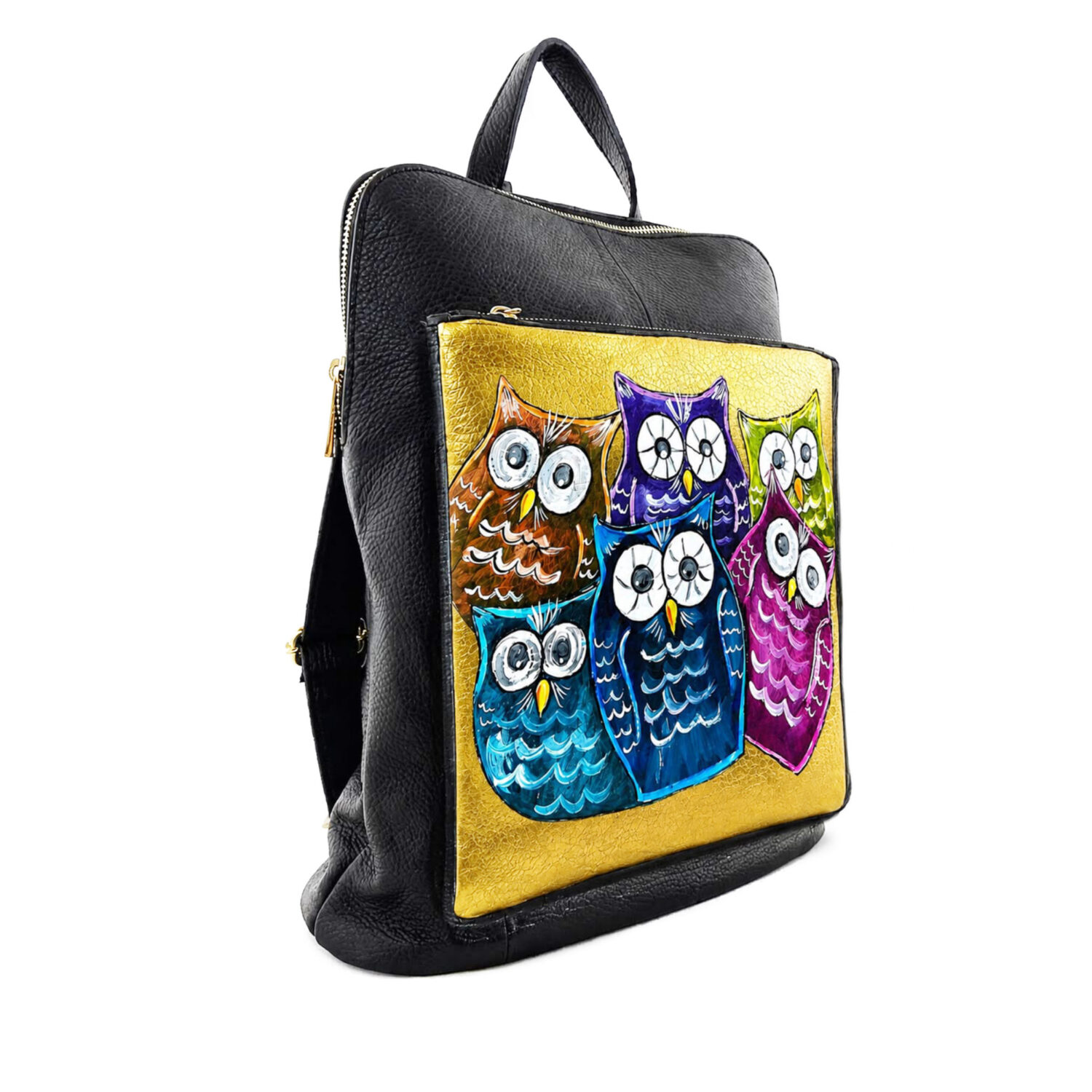 Borsa/Zaino in pelle dipinta a mano – Civettuola Borsa/Zaino in pelle dipinta a mano – Civettuola