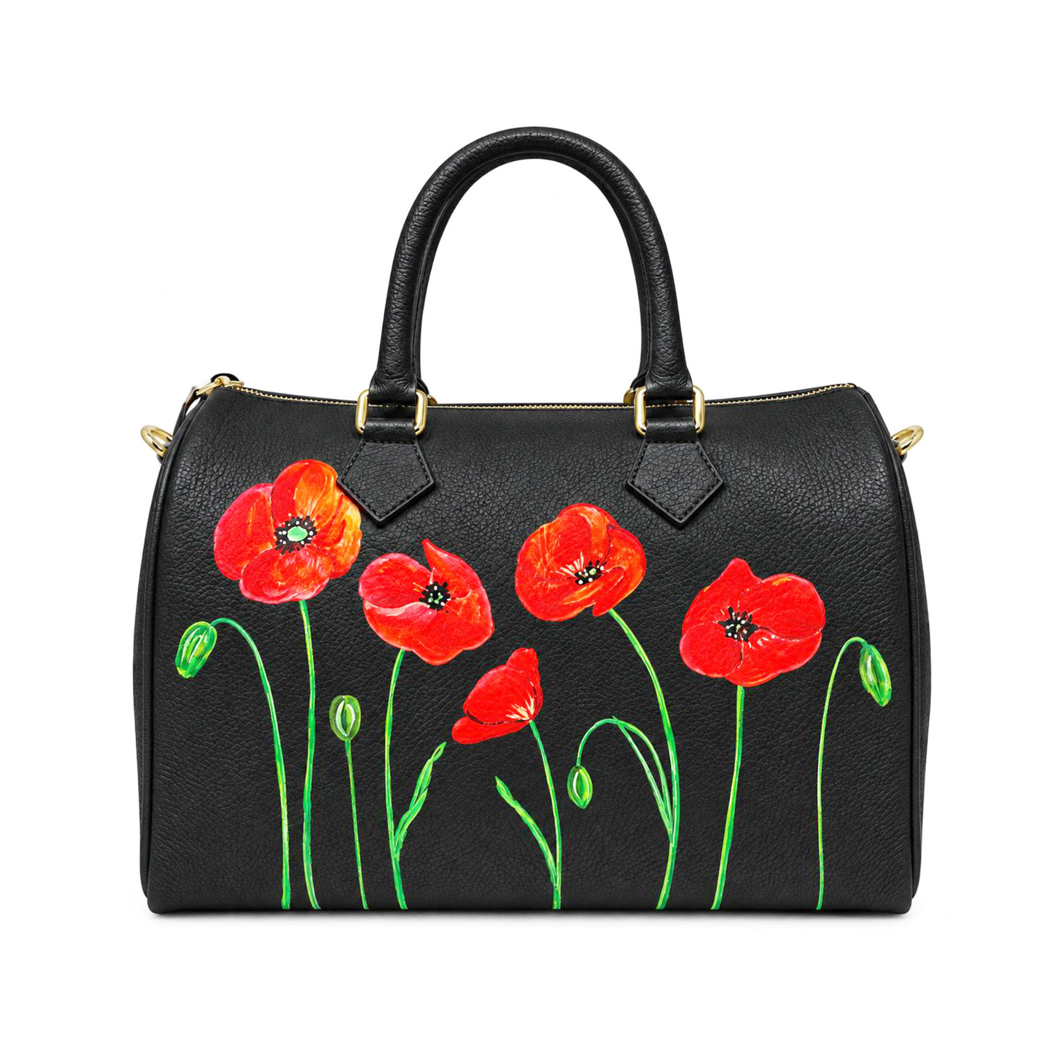 Borsa in pelle dipinta a mano – Tulipani rossi Borsa in pelle dipinta a mano – Tulipani rossi