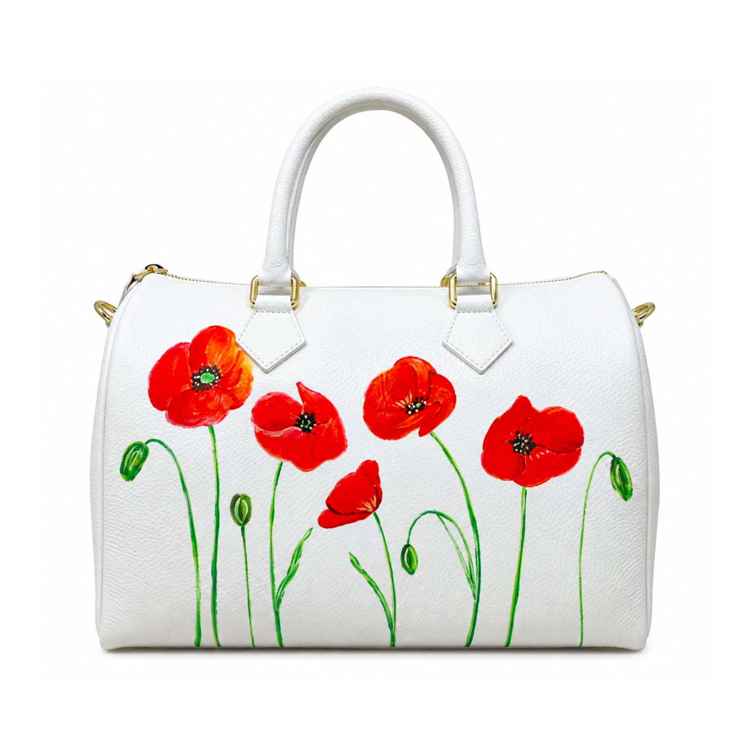 Borsa in pelle dipinta a mano – I papaveri rossi Borsa in pelle dipinta a mano – I papaveri rossi