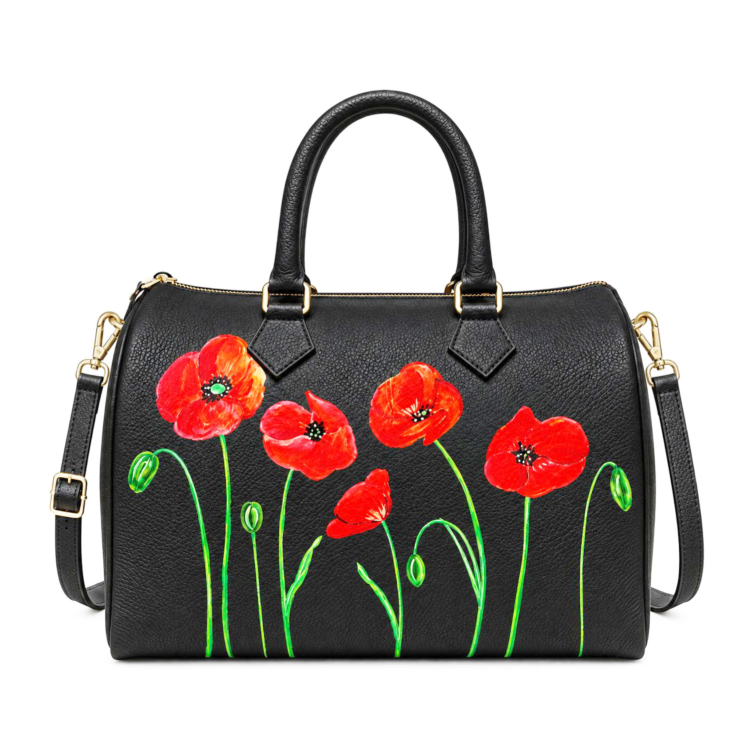 Borsa in pelle dipinta a mano – Tulipani rossi Borsa in pelle dipinta a mano – Tulipani rossi