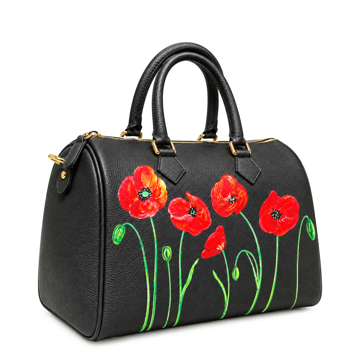 Borsa in pelle dipinta a mano – Tulipani rossi Borsa in pelle dipinta a mano – Tulipani rossi