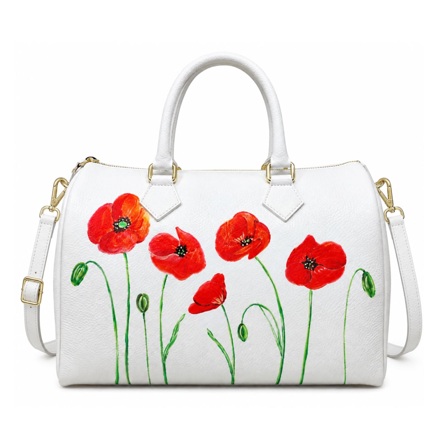 Borsa in pelle dipinta a mano – I papaveri rossi Borsa in pelle dipinta a mano – I papaveri rossi