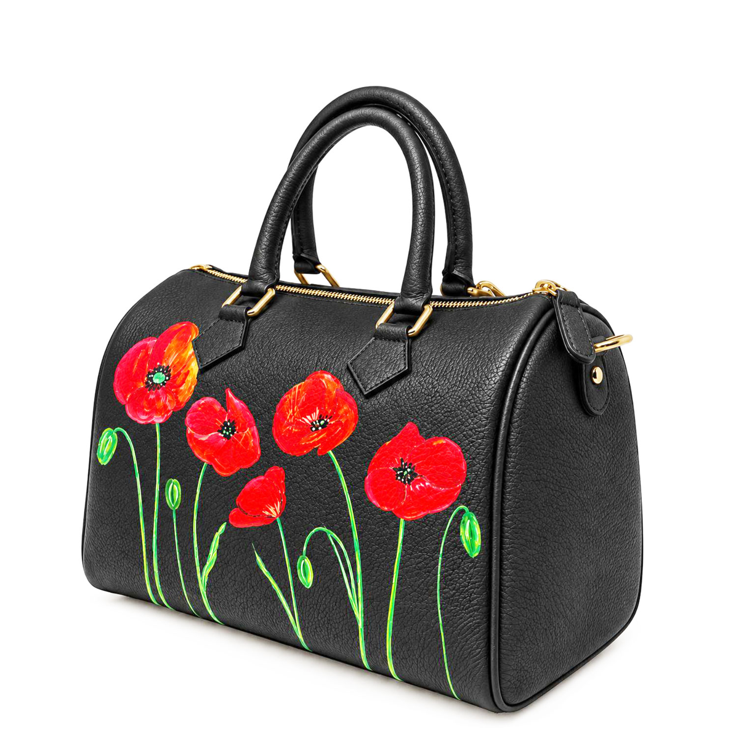 Borsa in pelle dipinta a mano – Tulipani rossi Borsa in pelle dipinta a mano – Tulipani rossi