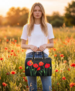Borsa in pelle dipinta a mano – Tulipani rossi